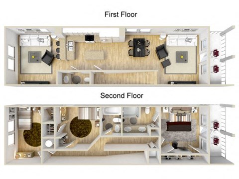 Floor plan for 3 beds, 2.5 baths, 1577 sqft